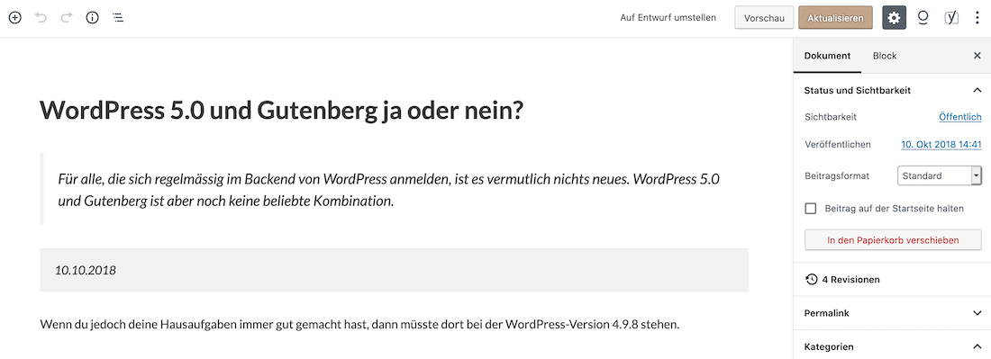 WordPress 5.0 und Gutenberg