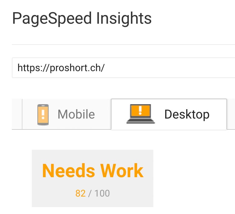 Pro Short Desktop Page Speed nachher
